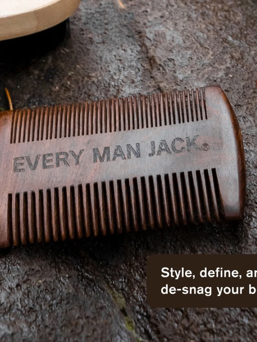 Every Man Jack Wooden Beard Comb 2 Pack Men's Beard Grooming Styling New